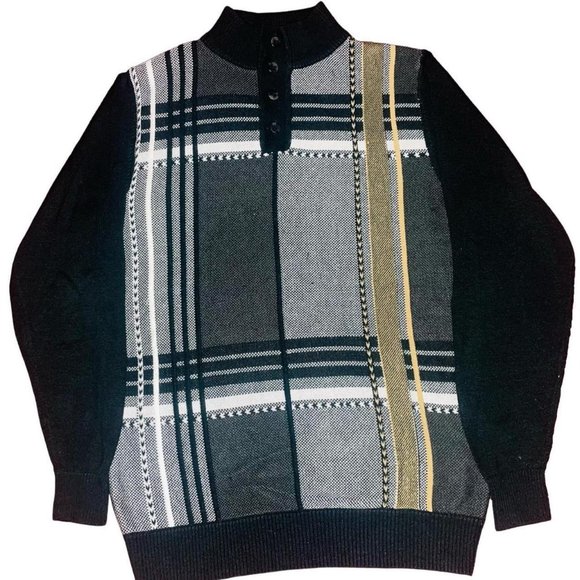 Vintage Other - Vintage H By Steve Harvey Colorblock Long Sleeve 1/4 Button Golf Polo Medium